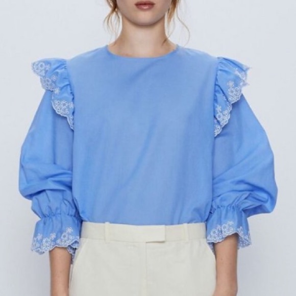 NWT Zara cotton embroidered eyelet blouse - Picture 3 of 13
